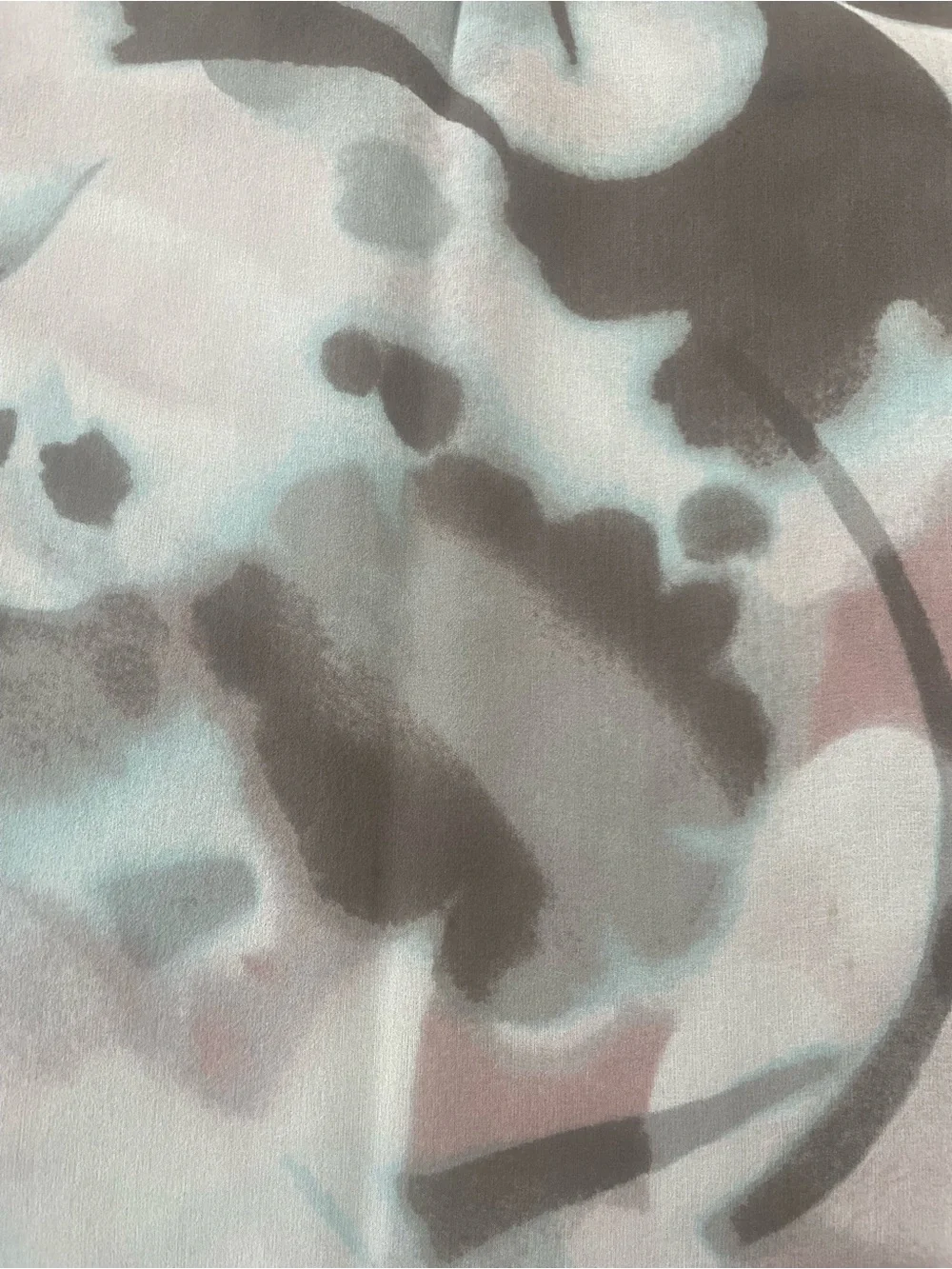Nina Ricci Italy 100% Silk Abstract Floral Scarf Taupe Blush Blue 22x70